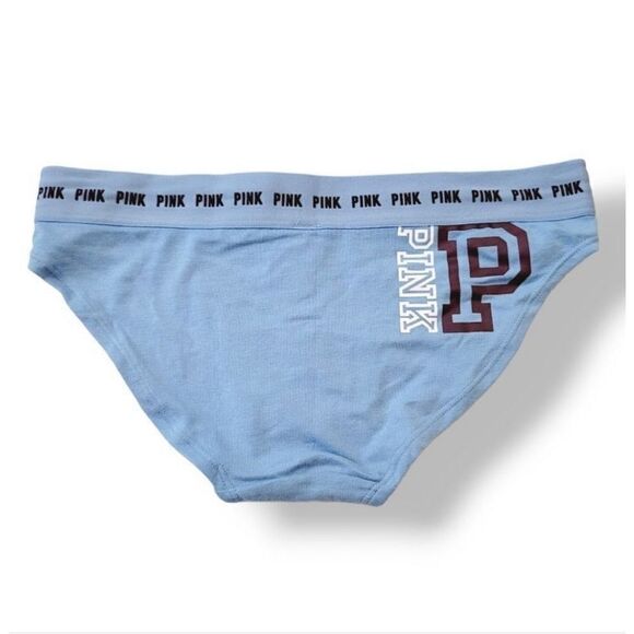 NEW Victoria's Secret Pink Varsity Letter Logo Bikini in Blue Size Small - Picture 1 of 6